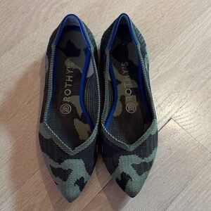 Rothy's Olive Camo Pointed Knit Flats